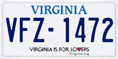 VA license plate VFZ1472