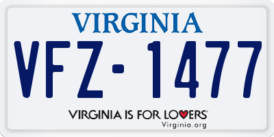 VA license plate VFZ1477