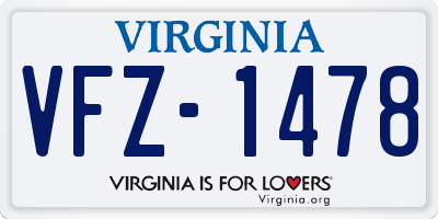 VA license plate VFZ1478