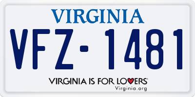 VA license plate VFZ1481