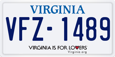 VA license plate VFZ1489