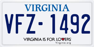 VA license plate VFZ1492