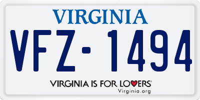 VA license plate VFZ1494