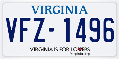 VA license plate VFZ1496