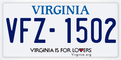 VA license plate VFZ1502