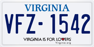 VA license plate VFZ1542