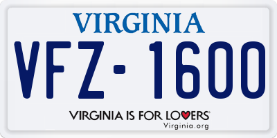 VA license plate VFZ1600