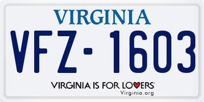 VA license plate VFZ1603