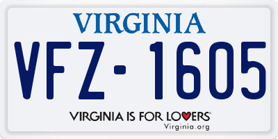 VA license plate VFZ1605