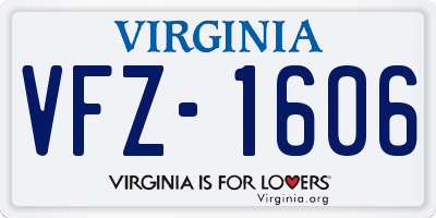 VA license plate VFZ1606