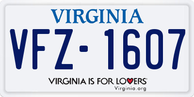 VA license plate VFZ1607
