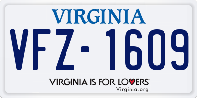 VA license plate VFZ1609