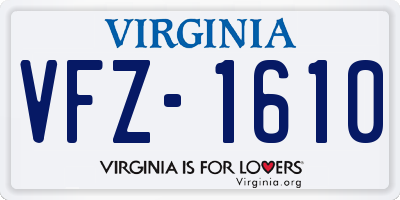 VA license plate VFZ1610