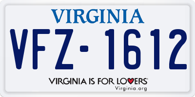VA license plate VFZ1612