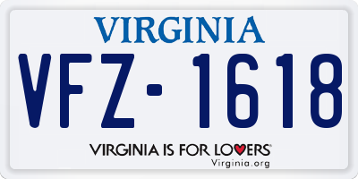 VA license plate VFZ1618
