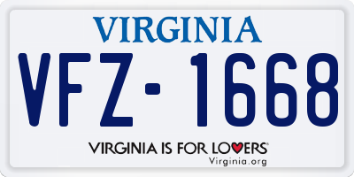 VA license plate VFZ1668