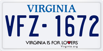 VA license plate VFZ1672