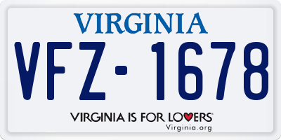VA license plate VFZ1678