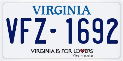 VA license plate VFZ1692