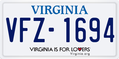 VA license plate VFZ1694