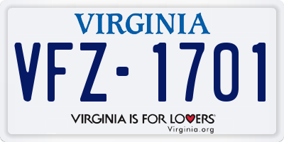 VA license plate VFZ1701