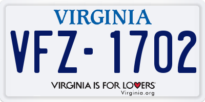 VA license plate VFZ1702