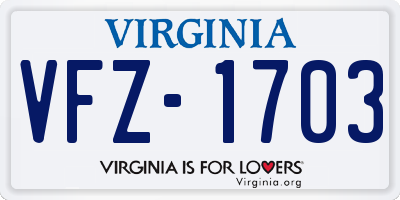 VA license plate VFZ1703