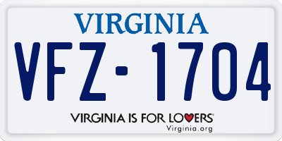 VA license plate VFZ1704