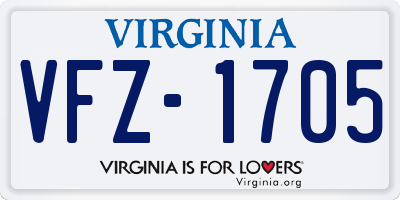 VA license plate VFZ1705