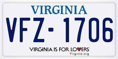 VA license plate VFZ1706