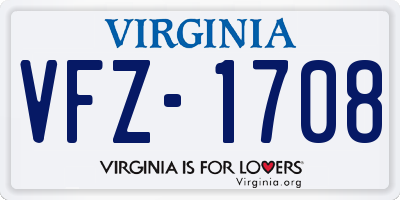 VA license plate VFZ1708