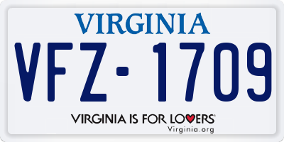 VA license plate VFZ1709