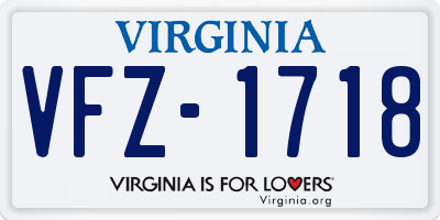 VA license plate VFZ1718