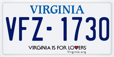 VA license plate VFZ1730