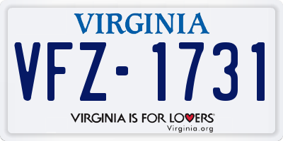 VA license plate VFZ1731