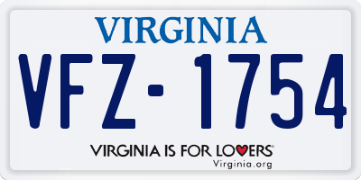 VA license plate VFZ1754
