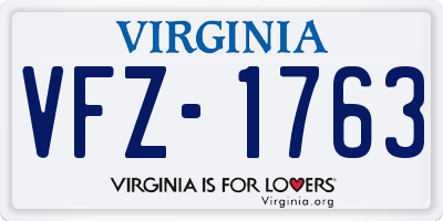 VA license plate VFZ1763