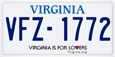 VA license plate VFZ1772