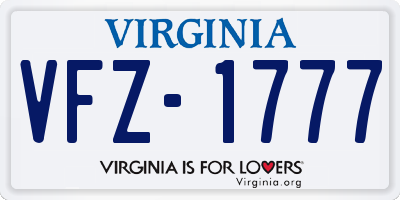 VA license plate VFZ1777