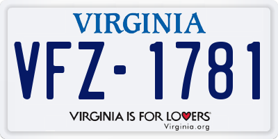 VA license plate VFZ1781