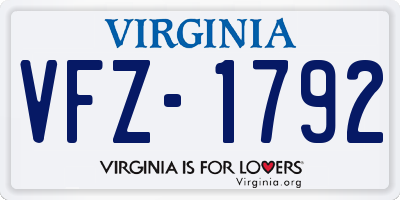 VA license plate VFZ1792