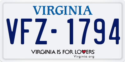 VA license plate VFZ1794