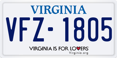 VA license plate VFZ1805