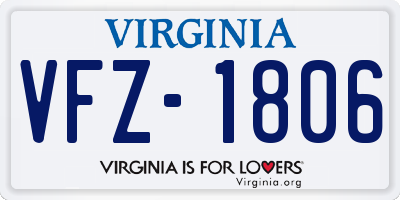 VA license plate VFZ1806