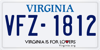 VA license plate VFZ1812