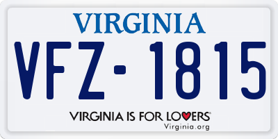 VA license plate VFZ1815