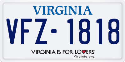 VA license plate VFZ1818