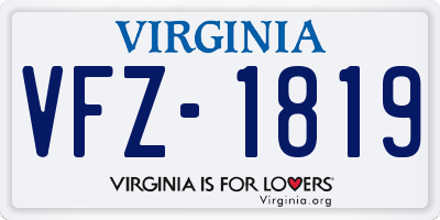 VA license plate VFZ1819