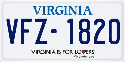 VA license plate VFZ1820