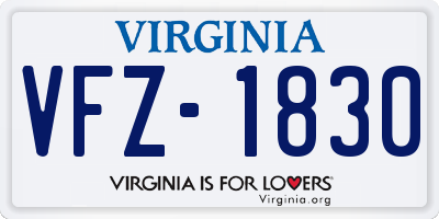 VA license plate VFZ1830